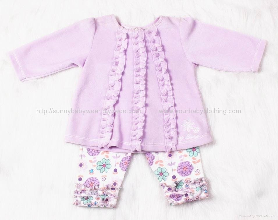 Baby girl cotton clothing set casual flower spring and autumn clothing  set velv