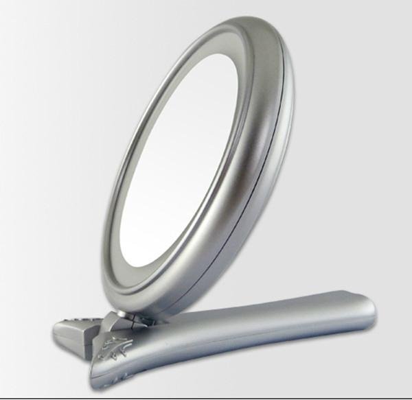 New LED lighted hand-held makeup mirror for 2015, two sided mirror with 5X magni