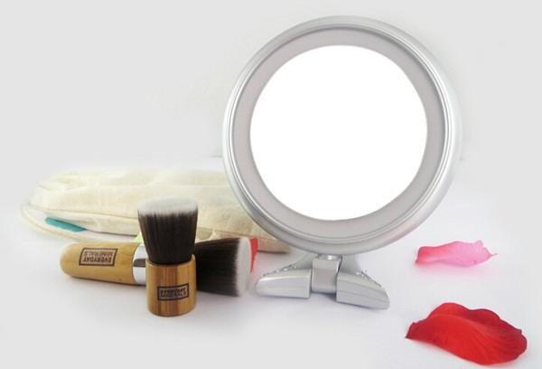New LED lighted hand-held makeup mirror for 2015, two sided mirror with 5X magni 3