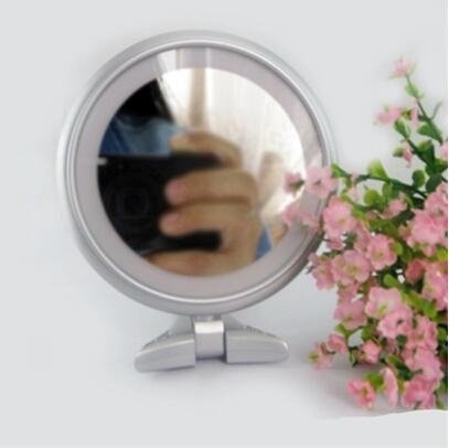 New LED lighted hand-held makeup mirror for 2015, two sided mirror with 5X magni 5