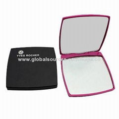 Promotional two sided plastic pocket cosmetic mirror in suqare shape with 2X mag