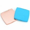 Promotional two sided plastic pocket cosmetic mirror in suqare shape with 2X mag 2