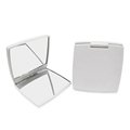 Promotional two sided plastic pocket cosmetic mirror in suqare shape with 2X mag 5