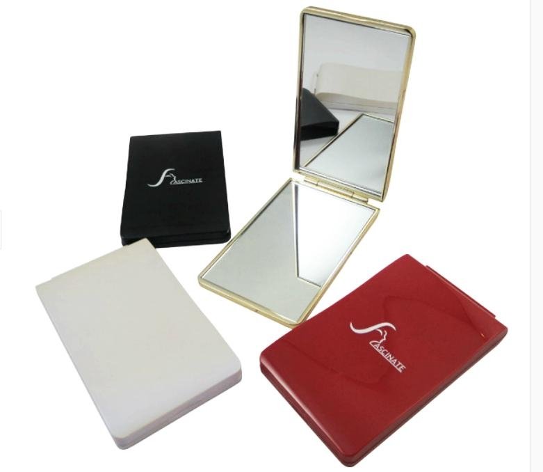Rectangular Two sided plastic Makeup Pocket mirror for promotion, waved cover 5