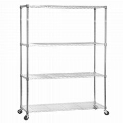 4 tier mobile chrome wire shelving