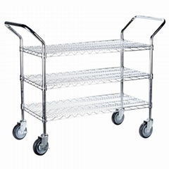 3 tier chrome wire shelving cart