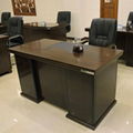 Lighting Color Glossy Walnut Veneer Wooden Design Staff Desk