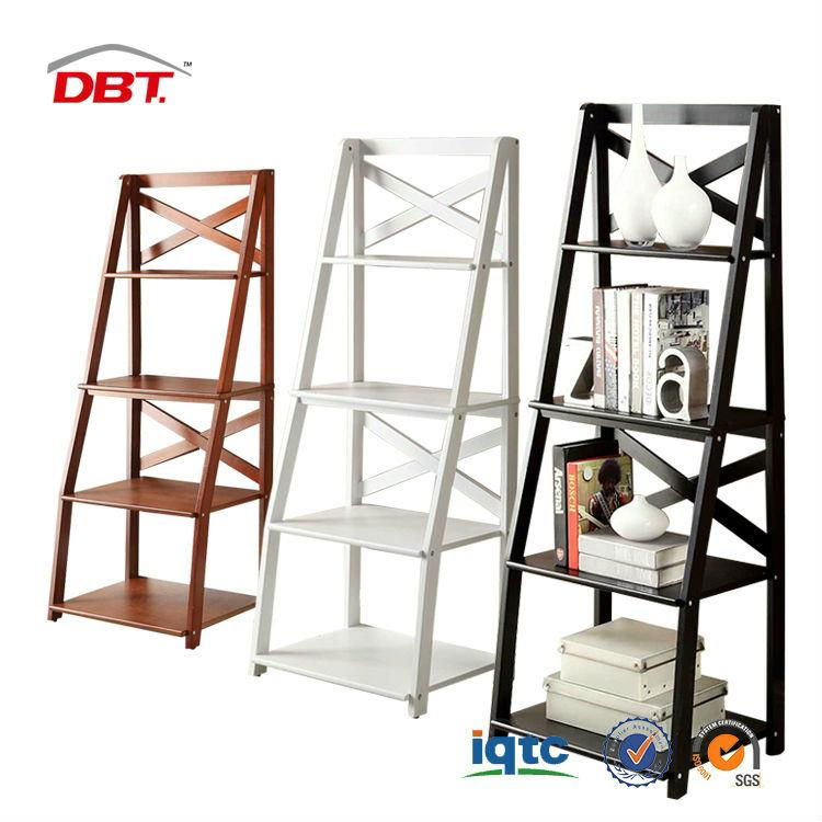 Wall Shelves White 4-tier Leaning Ladder Book Shelf 