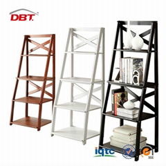 Wall Shelves White 4-tier Leaning Ladder Book Shelf 