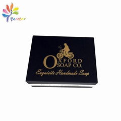 Customized black soap box with gold logo 