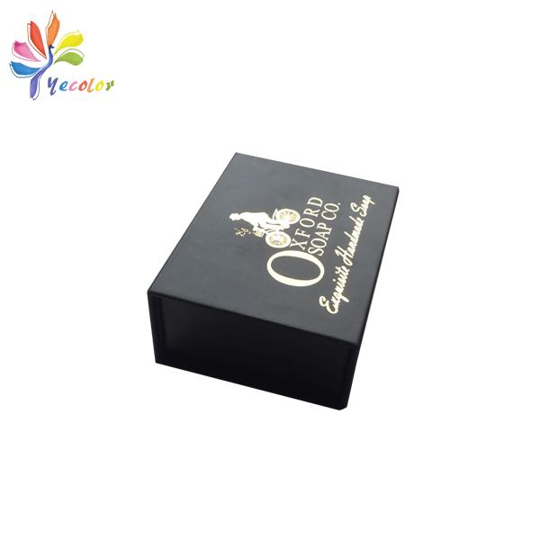 Customized black soap box with gold logo  3