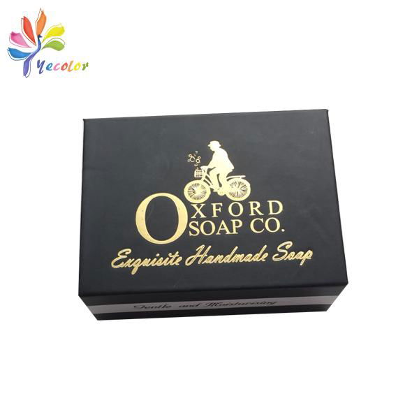 Customized black soap box with gold logo  5