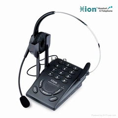 Call center telephone dial pad with monaural headset