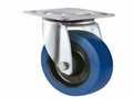 Blue elastic rubber swivel caster wheel