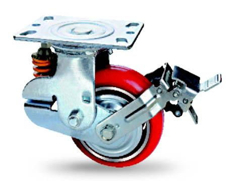 PU heavy duty trolley spring loaded casters