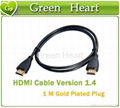 1M High speed Gold Plated Plug Male-Male HDMI Cable 1.4 Version w Nylon Cable 1