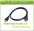 2M High speed Gold Plated Plug Male-Male HDMI Cable 1.4 Version w Nylon Cable 1