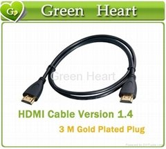 3M High speed Gold Plated Plug Male-Male HDMI Cable 1.4 Version w Nylon Cable