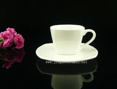 Porcelain ceramic white coffee cup with saucer