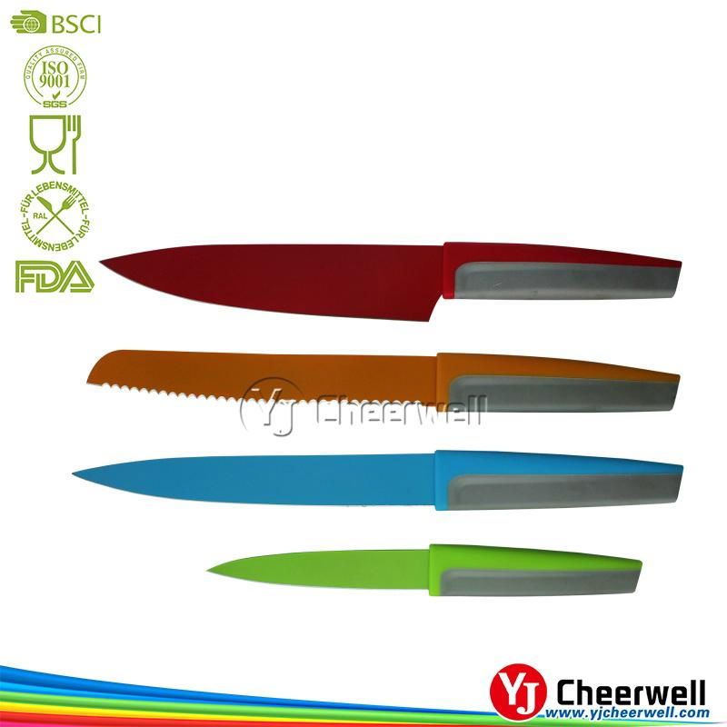 colorful nonstick coating stainless steel knife set 5