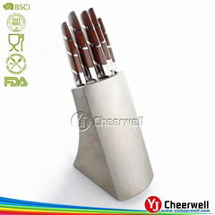 5pcs stainless steel royalty line knife set with knife block