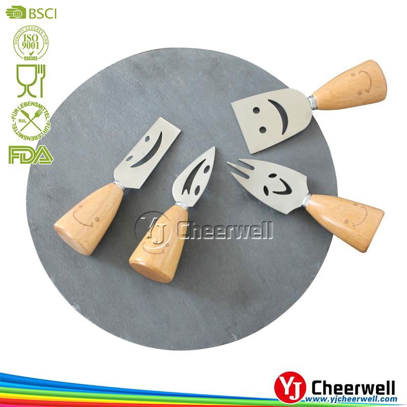 new products wooden handle smilely mini cheese knife