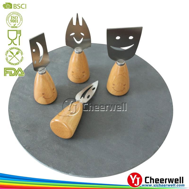 new products wooden handle smilely mini cheese knife 2