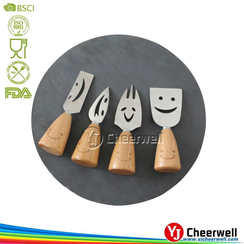 new products wooden handle smilely mini cheese knife 4