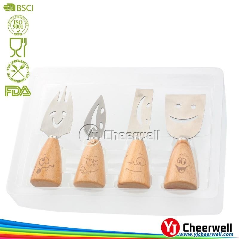 new products wooden handle smilely mini cheese knife 5