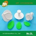 AK Large Rose Leaf Plastic Plunger Cutter Set 3 1