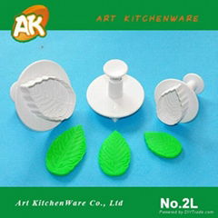 AK Large Rose Leaf Plastic Plunger Cutter Set 3