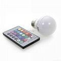 E27 3W 90-260V Magic RGB Colors Changing LED Light Bulb Remote Control Energy 2