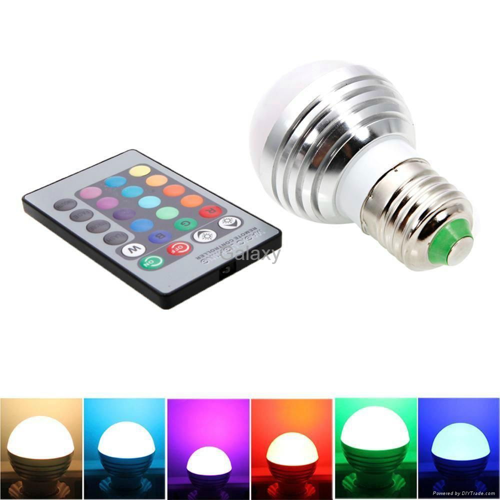 E27 3W 90-260V Magic RGB Colors Changing LED Light Bulb Remote Control Energy