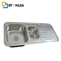 Stainless steel kitchen sink--double bowl sink with drainboard