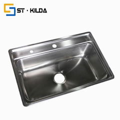 Stainless steel kitchen sink--double bowl sink with drainboard