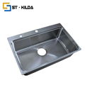 Stainless steel kitchen sink--double bowl sink with drainboard 2