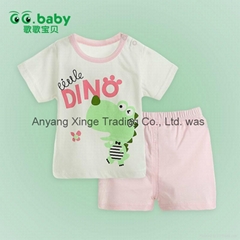 2015 Pink Summer Baby T-shirt+Shorts Suits 100Cotton Newborn Baby Boy Girl Sets