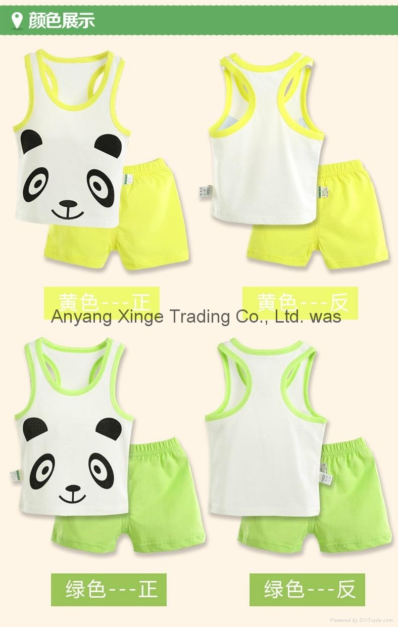 2015 NEW 100%Cotton Summer Baby Sets Panda Newborn Baby Girl Boy Clothing Suits 4