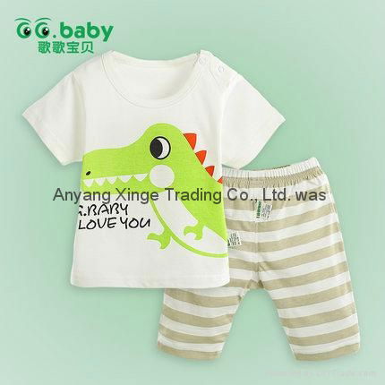 2015 Cotton Crocodile Summer Baby Boy Girl Clothing Sets Newborn Suits  