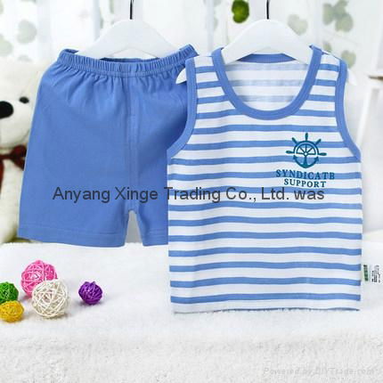 100%Cotton Summer Baby Sets Striped Newborn Boy Girl Set Baby Shirt+Shorts Suits 4