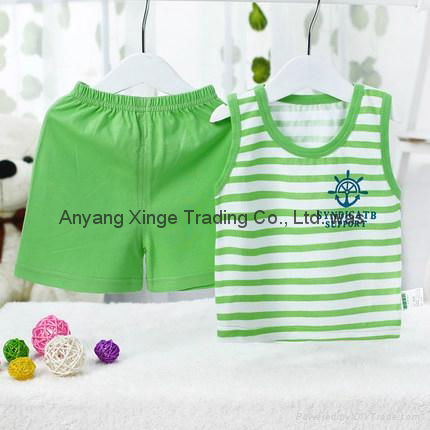 100%Cotton Summer Baby Sets Striped Newborn Boy Girl Set Baby Shirt+Shorts Suits 2