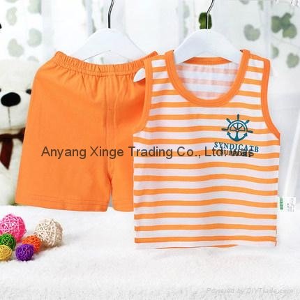 100%Cotton Summer Baby Sets Striped Newborn Boy Girl Set Baby Shirt+Shorts Suits 3