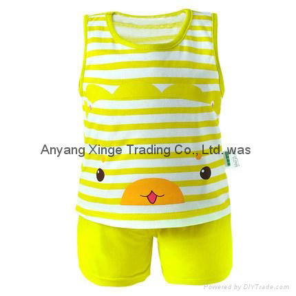  2015 Cute 100%Cotton Baby Sets Summer Striped Newborn Baby T-shirt Short Suits  3