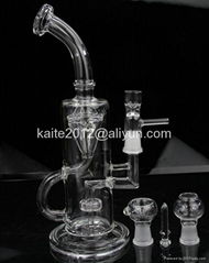 2015 New double recycler 11 inches Glass Water Pipe Glass bong hot sell free shi