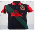 Mens knit polo-shirt with embroidery and patch design