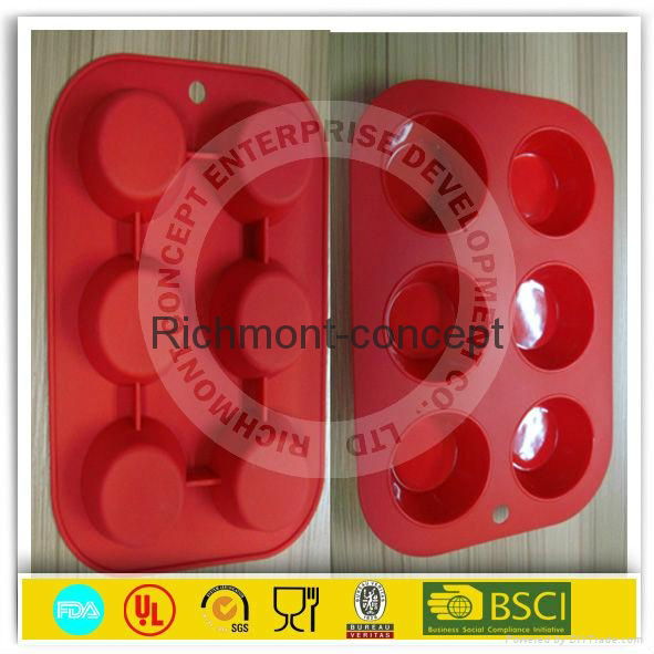 household 6 cup silicone moulds made in China 3