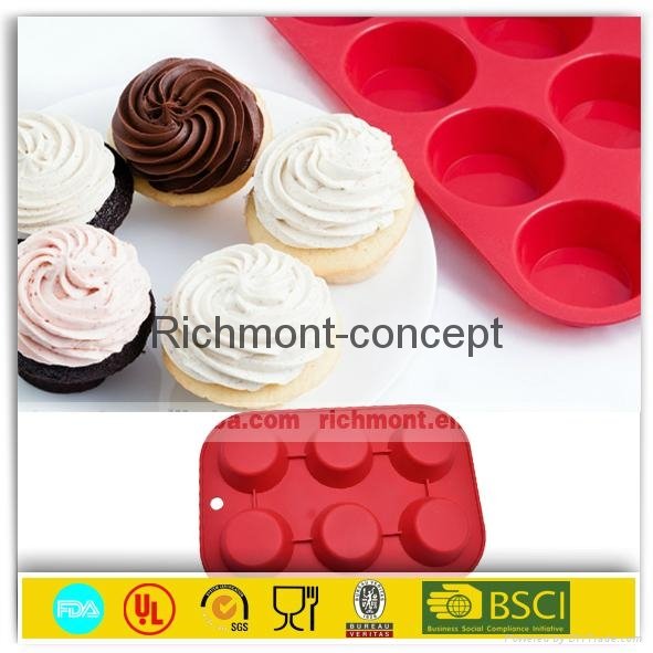 household 6 cup silicone moulds made in China 4