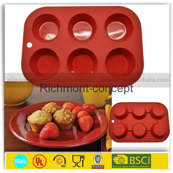 household 6 cup silicone moulds made in China 5