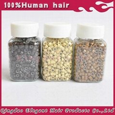 Colored silicone micro beads for hair extension