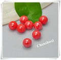 10mm glass half drilled pearl red